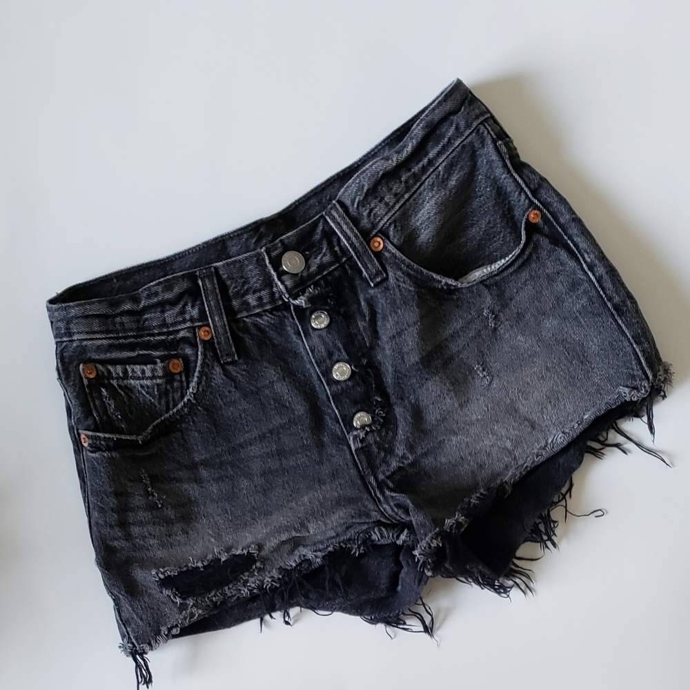 Levi’s 501 Ripped Black Jean Shorts
